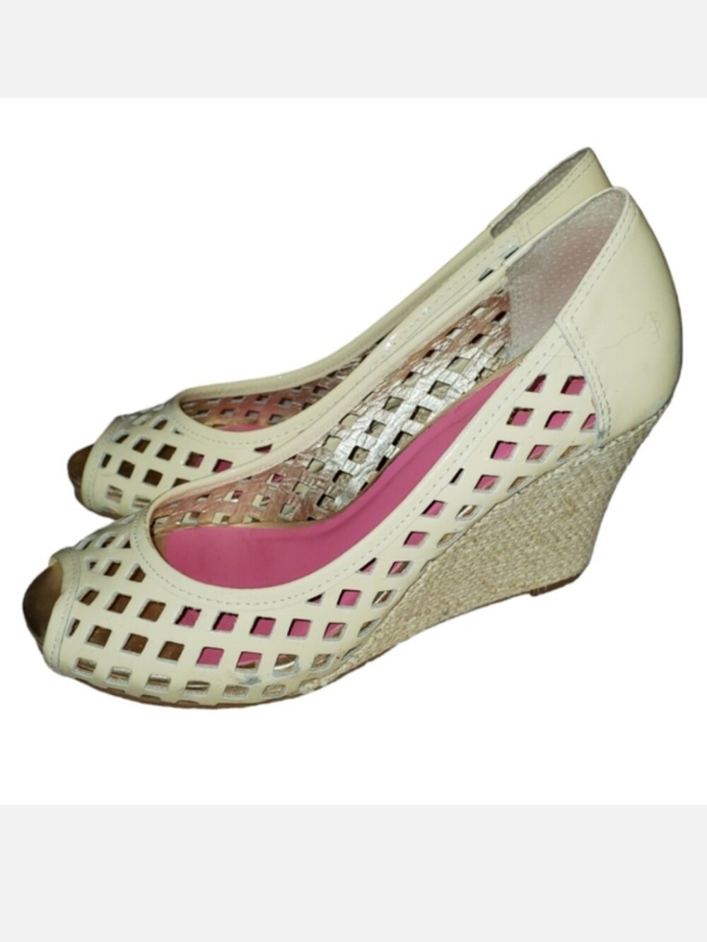 Lilly Pulitzer Resort Chic Basketweave Patent Leather Wedges